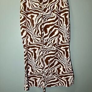 brown and white zebra print skirt